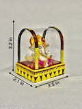 Multicolor polyresin Ganesh Idol for home decor - Handcrafted, elegant, and auspicious, perfect for living room or car dashboard