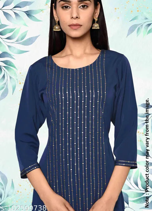 Embellished crepe printed kurta set with palazzos, trendy Indian fashion