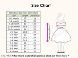 Long girls kids dress, size chart for ages 3-6, chest measurement, 100% cotton, 910 years, girls' design, unicorn, hopscotch, organizer, traditional