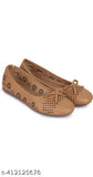 Synthetic leather beige ballerinas for women's comfort, slip-on style - India-made shoe