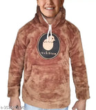 Acrylic kids sweatshirt hoodie with fur, solid color and long sleeves, size 5-6 years, India origin