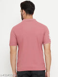 Mens cotton blend half sleeve polo t-shirt in solid color, short sleeves with logo on chest