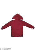 Red kids hoodie with drawstrings and front pockets