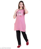 American Pie women's round neck half sleeve cotton nightsuit, solid color, super comfortable