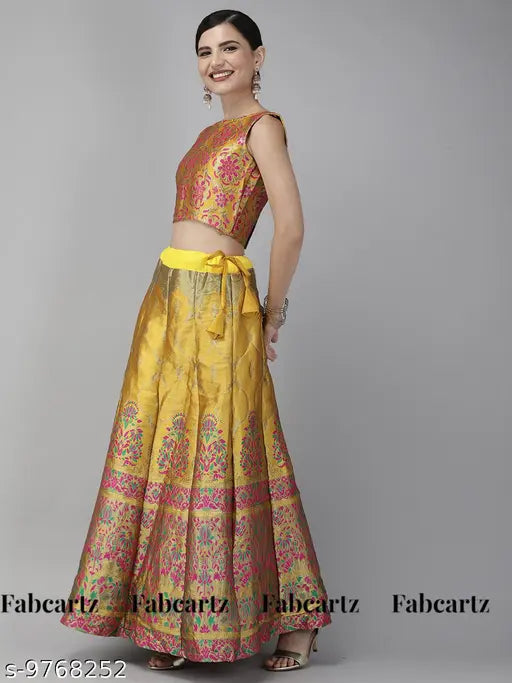 Embellished Banarasi silk lehenga choli & dupatta, Indian bridal wear featuring intricate embroidery