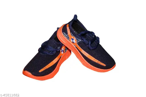 Blue, black, and orange sports shoes with laces