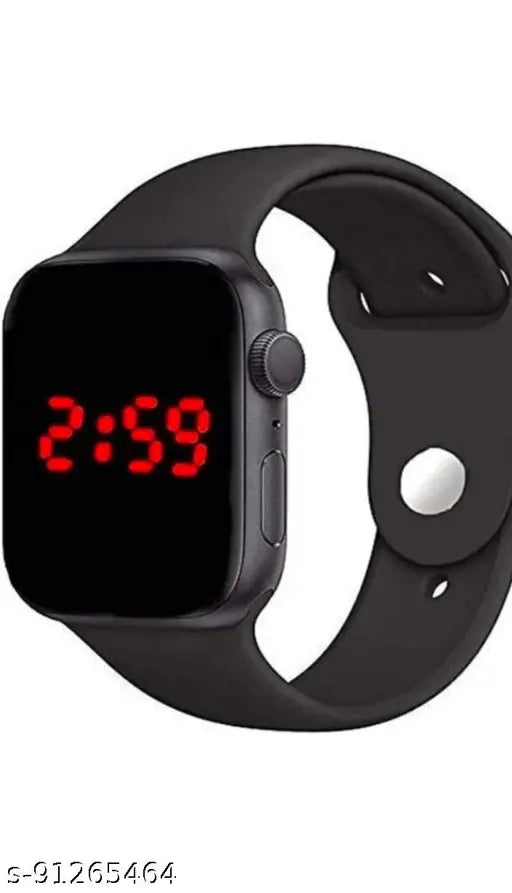 RONICS white digital watch with black strap, water resistance, and LED display