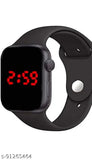 RONICS white digital watch with black strap, water resistance, and LED display