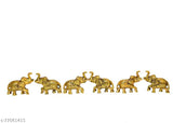 Golden metal Indian elephant figurines (6 pcs, 8cm x 6.5cm x 4cm), symbolizing wisdom and good luck for home decor