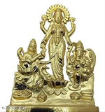 Navy blue brass statues: Laxmi, Ganesh, Saraswati set (4x4 inch) - Indian home decor, unique gift idea