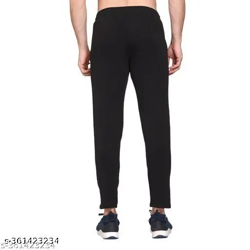 Black stretchy track pants for men