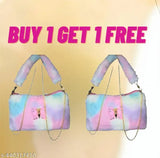 Pink and blue sling bag combo, featuring a mini handbag, fur lining, butterfly mobile pouch