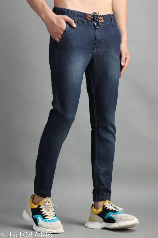 Dark blue denim men's slim fit jogger jeans, PRJ IN STYLE branded, size 28-36