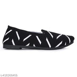 Black patterned fabric, comfortable soles, stylish design for women's footwear