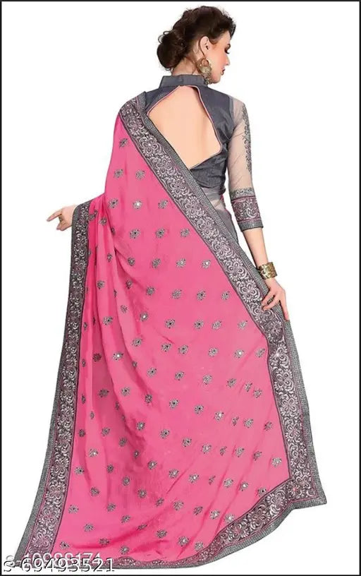 Vichitra silk net saree, embroidered blouse on mannequin, free size, Indian origin