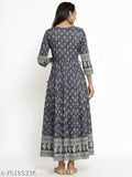 Rayon Anarkali Grey dress with printed combo, perfect for women's ethnic wear in India