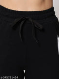 Black cotton drawstring waistband women's lounge pajamas #37815924671335