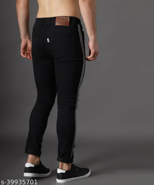 Black denim men's slim fit jeans by UNITED DENIM, quality stretch fabric for a confident fit. Size 30 waist (30in), length 40in, hip 36in, origin India
