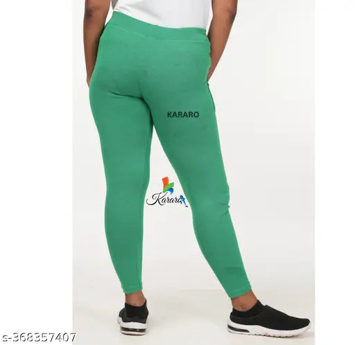 Women's stylish L-pocket jeggings (pack of 4), cotton blend, solid color, hoseiery recycled fabric, trendy and comfortable, lightweight, India origin, size 26, 28, 30, 32, 34, free size