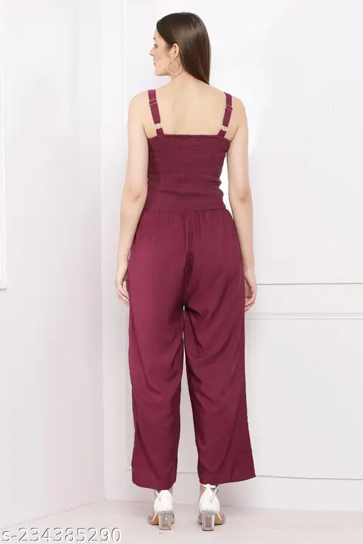 Indian-origin poly crepe 2-piece dress with stylish shrug jumpsuit for parties, events, or business