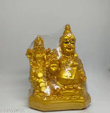 Golden polymarble Kubera and Lakshmi statue for wealth and harmony, decorative showpiece for home