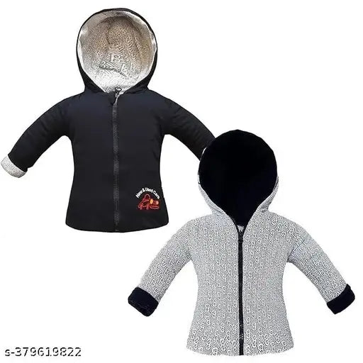 Black and white reversible jacket, full sleeves, animal prints for baby boys and girls, cotton material
