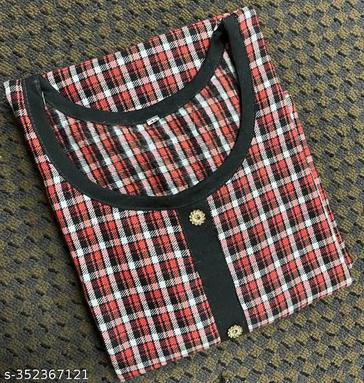 Orange and black checkered woolen kurta