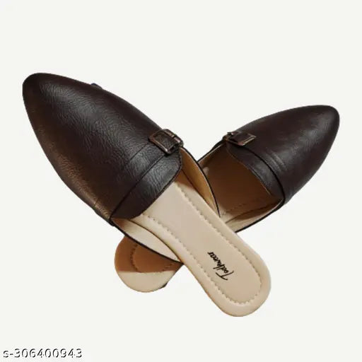 PU leather cherry side cross flats, slip-on comfortable sandals for women & girls - Indian daily wear mules