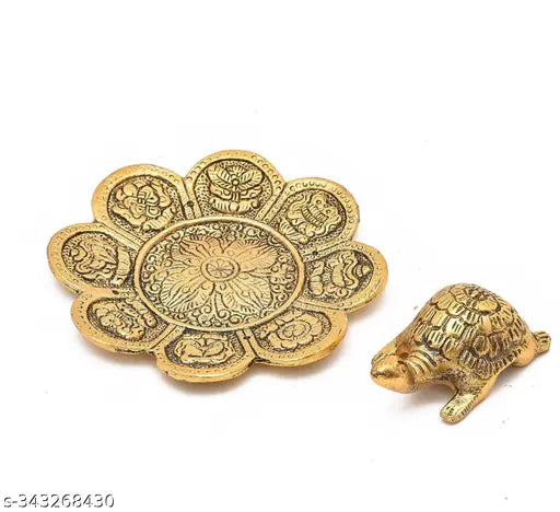 SYNU Metal Feng Shui gold aluminum tortoise showpiece - Lucky decor, symbolizing longevity and strength