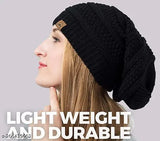Woolen black beanie cap