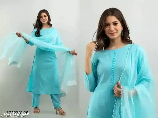 Cotton Magic Fancy Dress with dupatta, single set for woman. 100% good quality kurta, suitable for sizes S-XXL. Indian crafted fashion for women