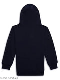 Navy Blue Printed Hooded Cotton Fleece Sweatshirt for Boys
