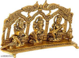 Golden metal Laxmi Ganesh Sarawati Peacock frame, 25*6*15 cm, home/temple/office decor and gifting for luck and happiness