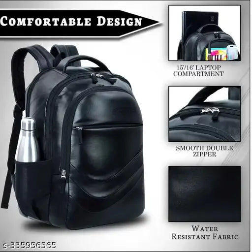 Leather net 35L laptop backpack, ideal for students and professionals, comfortable and lightweight with adjustable shoulder straps and padded shoulder pad