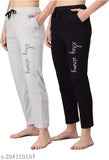 Cotton blend printed net patta pyjamas for women's nightwear & lounge wear, biowash fabric, elasticated waistband, available in M, L, XL