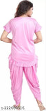 Baby Pink Satin Night Suit, KLEIDUNG Parjet partiala pants with short sleeves for women and girls