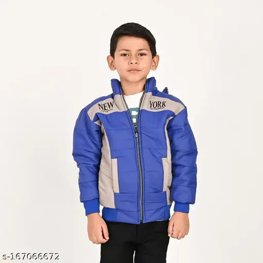 Baby wearing a blue and white styled jacket