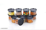 Black stackable air-tight kitchen storage containers with modular lids for rice, dal, atta, cereals, snacks, 500 ml each