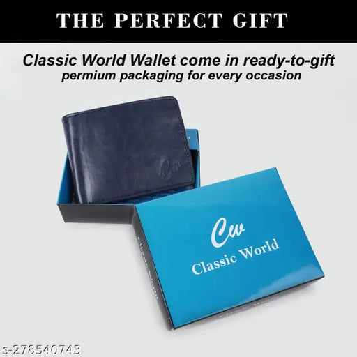 Solid faux leather bi-fold wallet, perfect for daily use with 2 compartments. Ideal gift for men or friends. Made in India