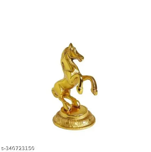 Metal jumping horse statue, 85x65x12 cm lxbxh, intricately designed figurine from India