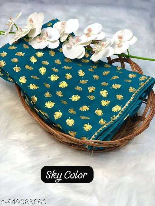 Georgette chiffon saree with gold trim, Gillkart brand, low budget price