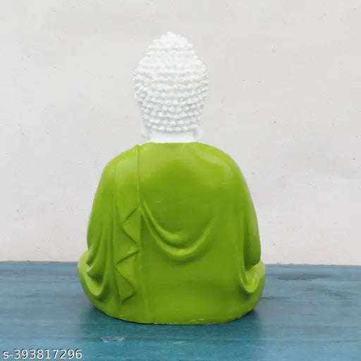 Olive polymarble handcrafted Buddha statue (5.5-inch) - Spiritual home decor or gifting idea with exquisite artistry from India