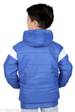 Blue and white reversible winter jacket with hood for baby boys, kids jackets for cold weather