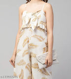 Cotton printed net jumpsuits for women, sleeveless RIHANI FAB style on hanger
