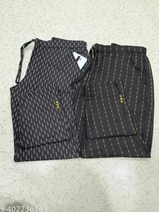 Trending cotton black textured net pants set for women - pack of 2, versatile and stylish, available in sizes M, L, XL, XXL