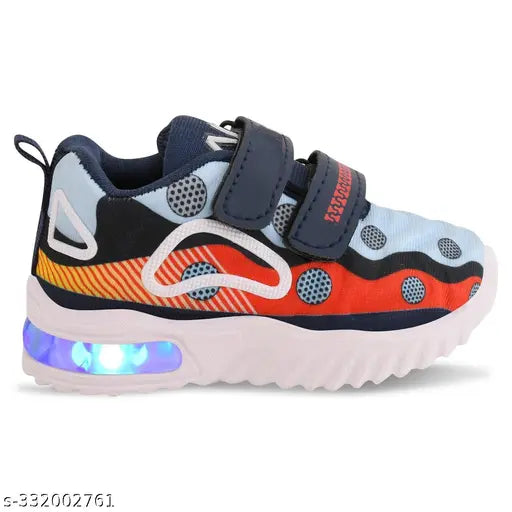 Orange light up shoes with strap, trendy children's footwear