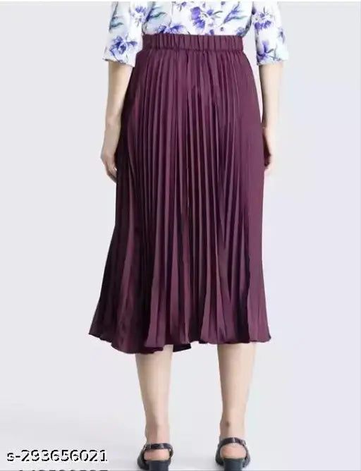Maroon pleated midi skirt