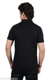 Black viscose rayon polo shirt, men's solid black polo neck, classic cotton blend and polyester blend, regular fit, half sleeve, casual wear, suitable for semi-formal events