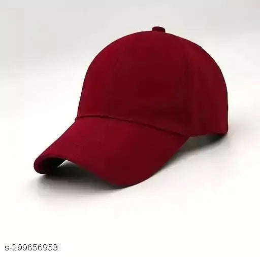 Red baseball cap with adjustable strap, sports style
