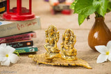 Gold-toned oxide metal Paheli Craft Ganesh Laxmi Idol Statue with Diya Murti Pooja Figurine, 20x10x10cm